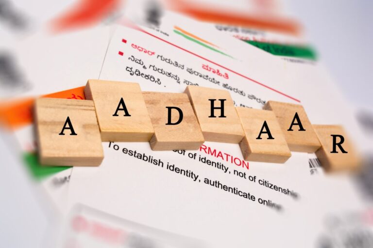 Maski,Karnataka,India - DECEMBER 22,2018: Aadhaar card which is issued by Government of India as an identity card,